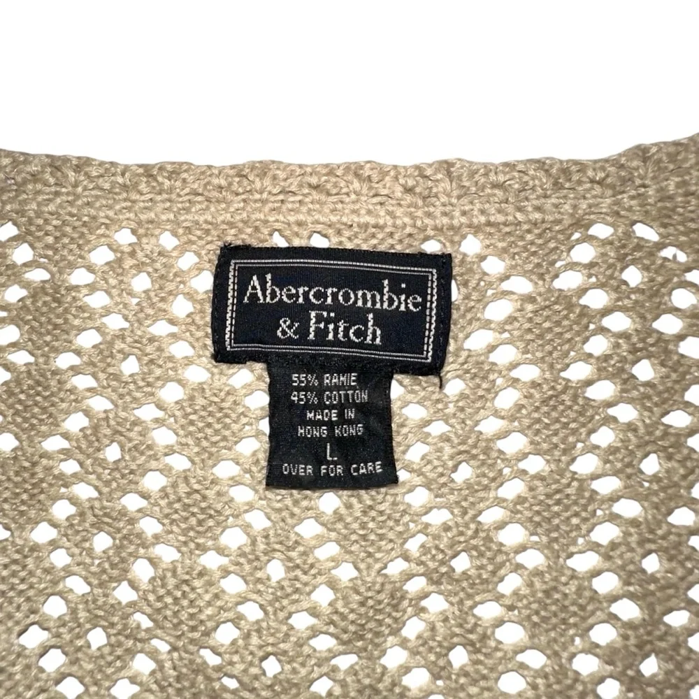 Abercrombie & Fitch Vintage Ramie Cotton Blend Knit Crochet Cardigan LARGE Y2K